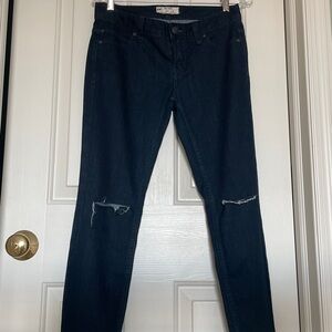 Free People Dark Blue Distressed Skinny Jeans